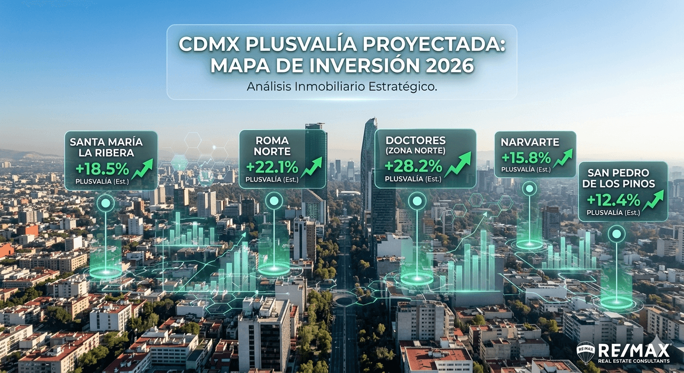 ¿DÓNDE INVERTIR EN CDMX ESTE 2026? LAS 5 COLONIAS CON MAYOR PLUSVALÍA PROYECTADA